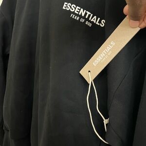 Essentials Black Crewneck Sweatshirt with White Logo